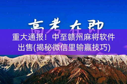 重大通报！中至赣州麻将软件出售(揭秘微信里输赢技巧)