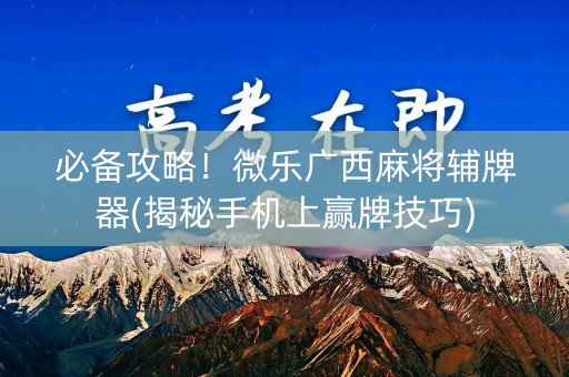 必备攻略！微乐广西麻将辅牌器(揭秘手机上赢牌技巧)