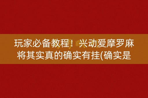 玩家必备教程！兴动爱摩罗麻将其实真的确实有挂(确实是有挂)
