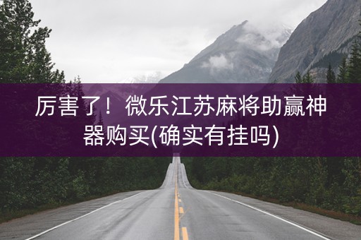 厉害了！微乐江苏麻将助赢神器购买(确实有挂吗)