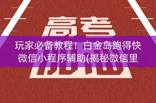 玩家必备教程！白金岛跑得快微信小程序辅助(揭秘微信里提高胜率)