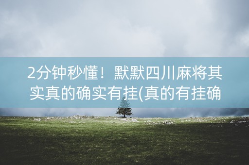 2分钟秒懂！默默四川麻将其实真的确实有挂(真的有挂确实有挂)