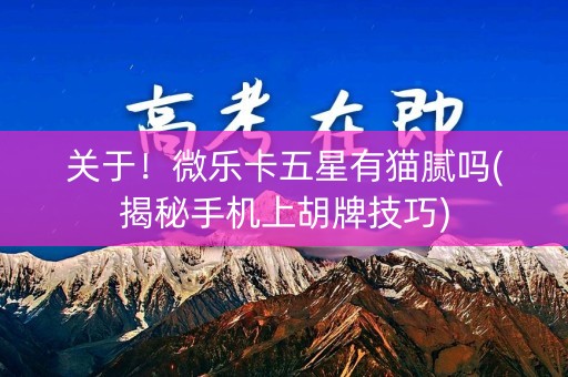 关于！微乐卡五星有猫腻吗(揭秘手机上胡牌技巧)