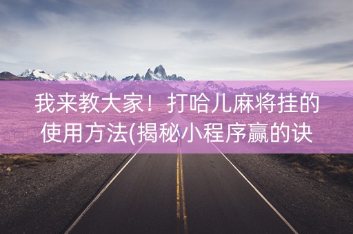 我来教大家！打哈儿麻将挂的使用方法(揭秘小程序赢的诀窍)