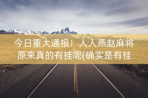 今日重大通报！人人燕赵麻将原来真的有挂呢(确实是有挂的)