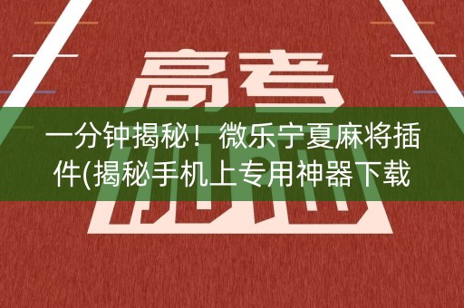 一分钟揭秘！微乐宁夏麻将插件(揭秘手机上专用神器下载)
