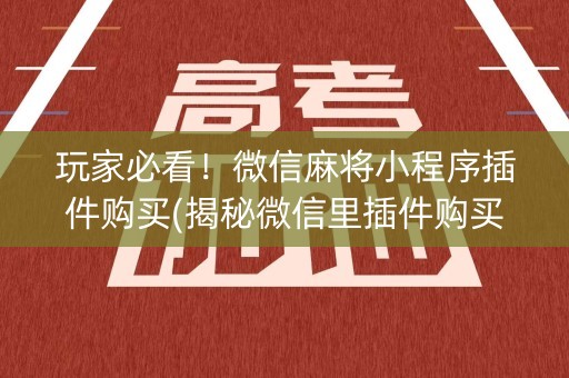 玩家必看！微信麻将小程序插件购买(揭秘微信里插件购买)