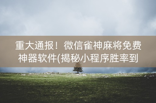 重大通报！微信雀神麻将免费神器软件(揭秘小程序胜率到哪调)
