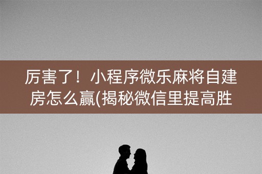 厉害了！小程序微乐麻将自建房怎么赢(揭秘微信里提高胜率)