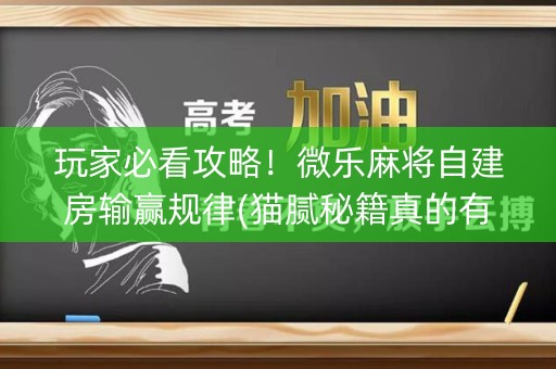 玩家必看攻略！微乐麻将自建房输赢规律(猫腻秘籍真的有挂)