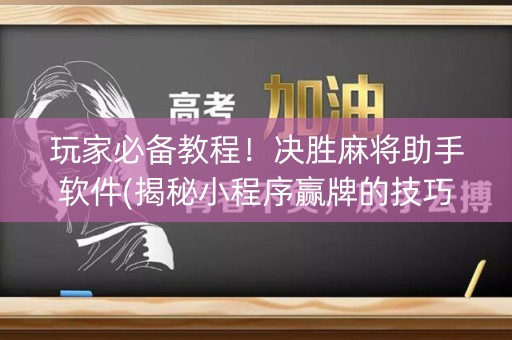 玩家必备教程！决胜麻将助手软件(揭秘小程序赢牌的技巧)