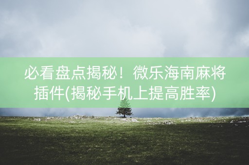 必看盘点揭秘！微乐海南麻将插件(揭秘手机上提高胜率)