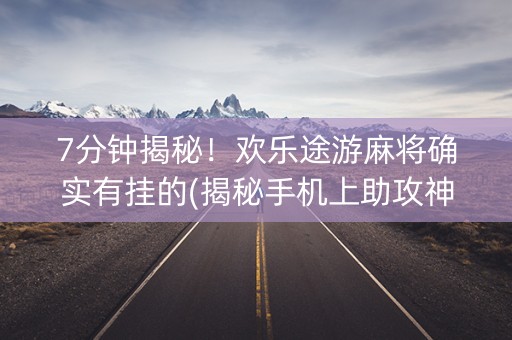 7分钟揭秘！欢乐途游麻将确实有挂的(揭秘手机上助攻神器)