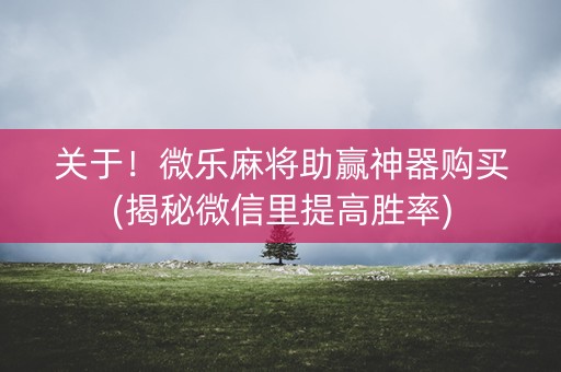 关于！微乐麻将助赢神器购买(揭秘微信里提高胜率)