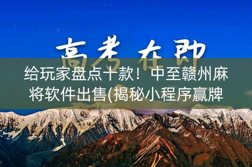 给玩家盘点十款！中至赣州麻将软件出售(揭秘小程序赢牌技巧)