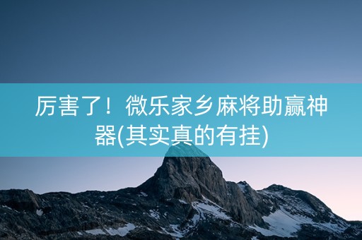 厉害了！微乐家乡麻将助赢神器(其实真的有挂)