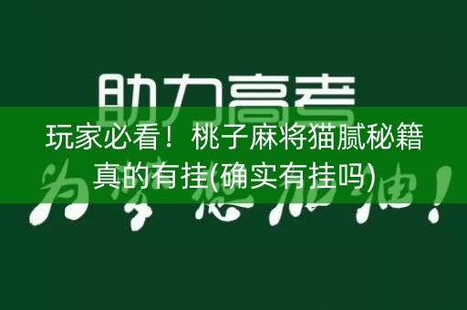 玩家必看！桃子麻将猫腻秘籍真的有挂(确实有挂吗)