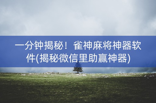 一分钟揭秘！雀神麻将神器软件(揭秘微信里助赢神器)