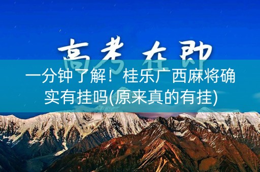 一分钟了解！桂乐广西麻将确实有挂吗(原来真的有挂)