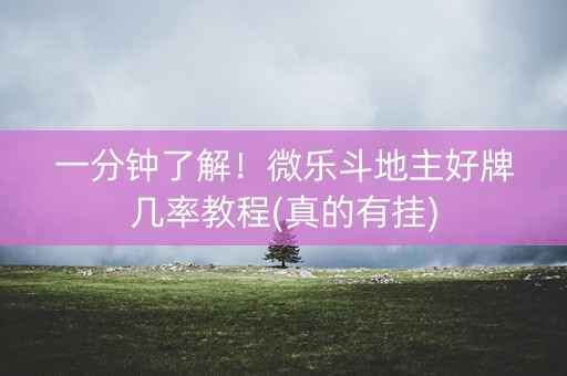 一分钟了解！微乐斗地主好牌几率教程(真的有挂)