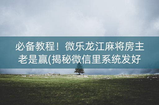 必备教程！微乐龙江麻将房主老是赢(揭秘微信里系统发好牌)