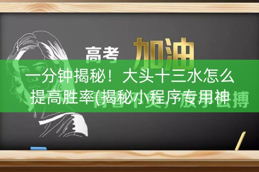 一分钟揭秘！大头十三水怎么提高胜率(揭秘小程序专用神器)