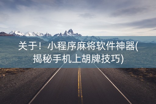 关于！小程序麻将软件神器(揭秘手机上胡牌技巧)