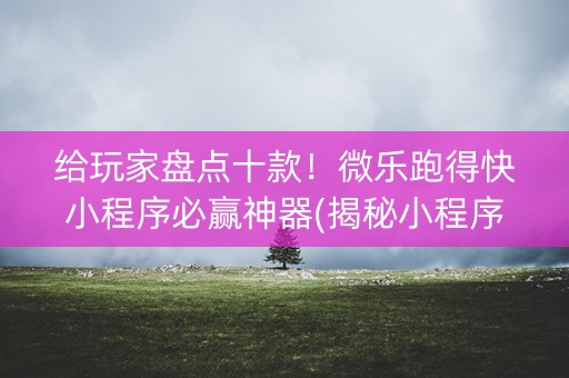 给玩家盘点十款！微乐跑得快小程序必赢神器(揭秘小程序插件下载)