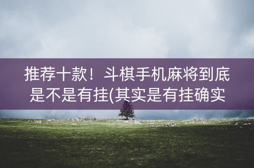 推荐十款！斗棋手机麻将到底是不是有挂(其实是有挂确实有挂)