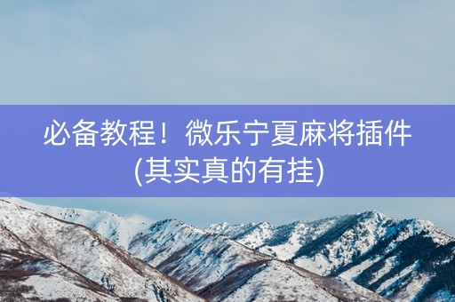 必备教程！微乐宁夏麻将插件(其实真的有挂)