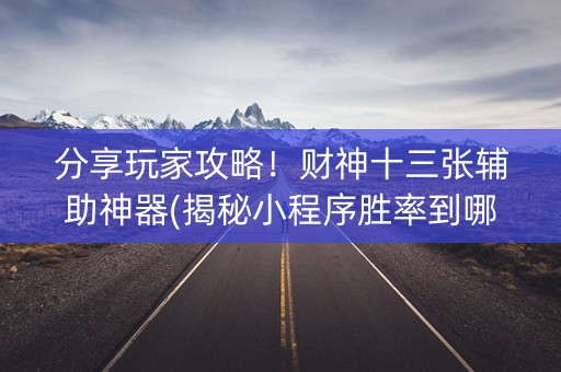 分享玩家攻略！财神十三张辅助神器(揭秘小程序胜率到哪调)