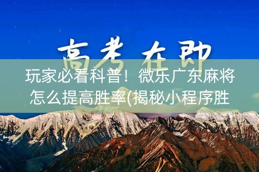 玩家必看科普！微乐广东麻将怎么提高胜率(揭秘小程序胜率到哪调)