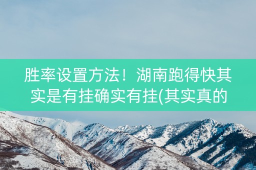 胜率设置方法！湖南跑得快其实是有挂确实有挂(其实真的有挂)