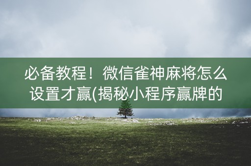必备教程！微信雀神麻将怎么设置才赢(揭秘小程序赢牌的技巧)