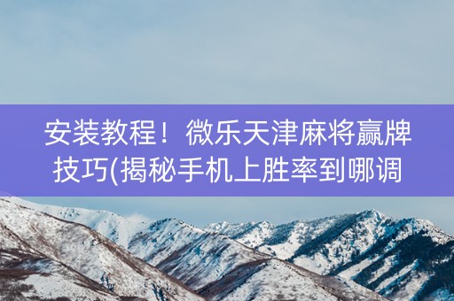 安装教程！微乐天津麻将赢牌技巧(揭秘手机上胜率到哪调)