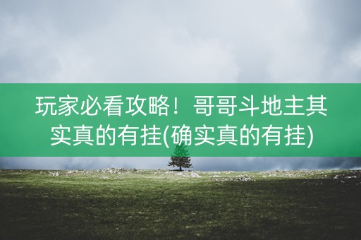 玩家必看攻略！哥哥斗地主其实真的有挂(确实真的有挂)