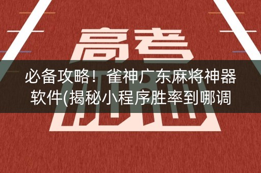 必备攻略！雀神广东麻将神器软件(揭秘小程序胜率到哪调)