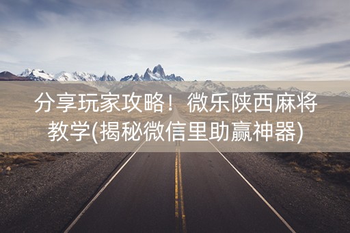 分享玩家攻略！微乐陕西麻将教学(揭秘微信里助赢神器)