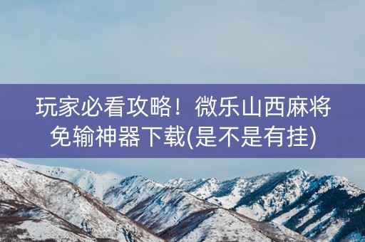 玩家必看攻略！微乐山西麻将免输神器下载(是不是有挂)