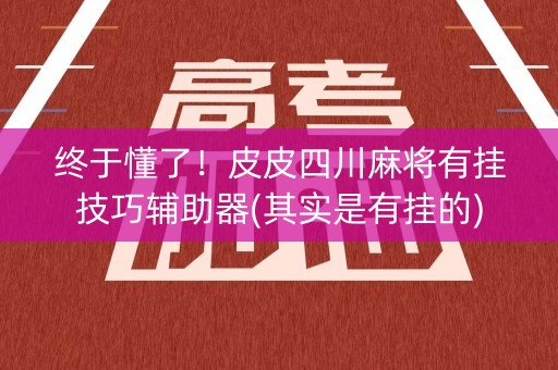 终于懂了！皮皮四川麻将有挂技巧辅助器(其实是有挂的)