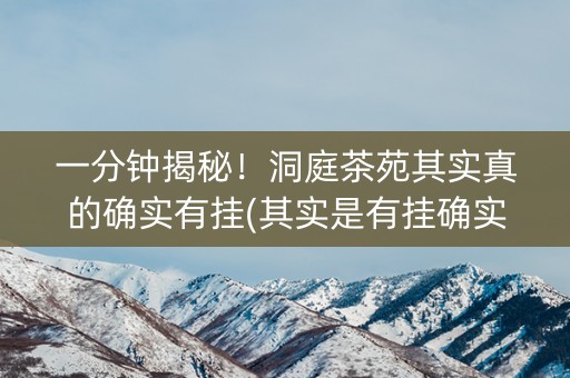 一分钟揭秘！洞庭茶苑其实真的确实有挂(其实是有挂确实有挂)