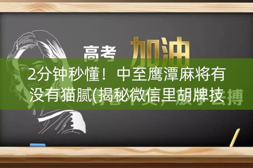 2分钟秒懂！中至鹰潭麻将有没有猫腻(揭秘微信里胡牌技巧)