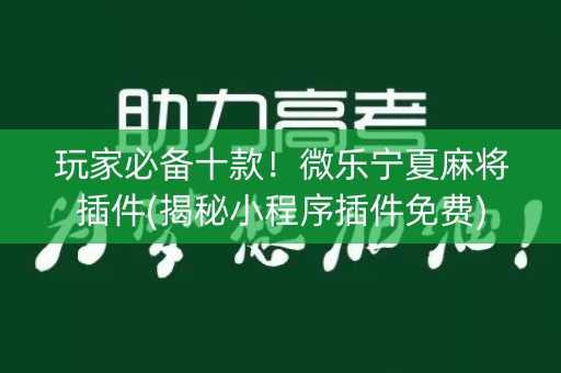 玩家必备十款！微乐宁夏麻将插件(揭秘小程序插件免费)