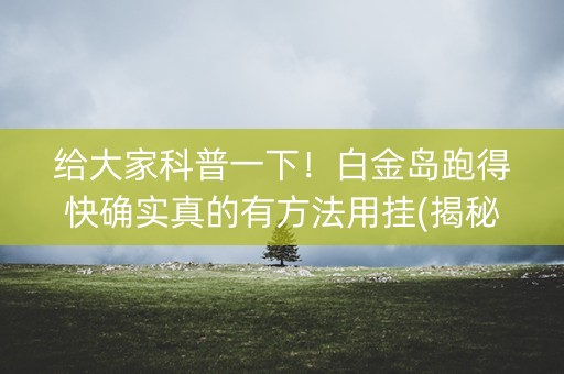 给大家科普一下！白金岛跑得快确实真的有方法用挂(揭秘手机上系统发好牌)
