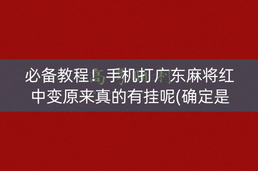 必备教程！手机打广东麻将红中变原来真的有挂呢(确定是有挂)