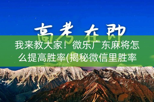 我来教大家！微乐广东麻将怎么提高胜率(揭秘微信里胜率到哪调)