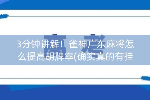 3分钟讲解！雀神广东麻将怎么提高胡牌率(确实真的有挂)