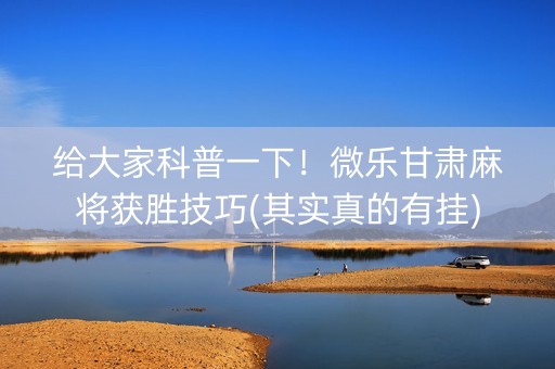 给大家科普一下！微乐甘肃麻将获胜技巧(其实真的有挂)