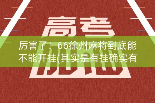 厉害了！66徐州麻将到底能不能开挂(其实是有挂确实有挂)