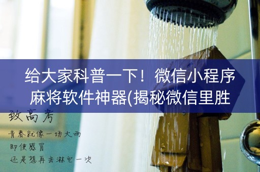 给大家科普一下！微信小程序麻将软件神器(揭秘微信里胜率到哪调)